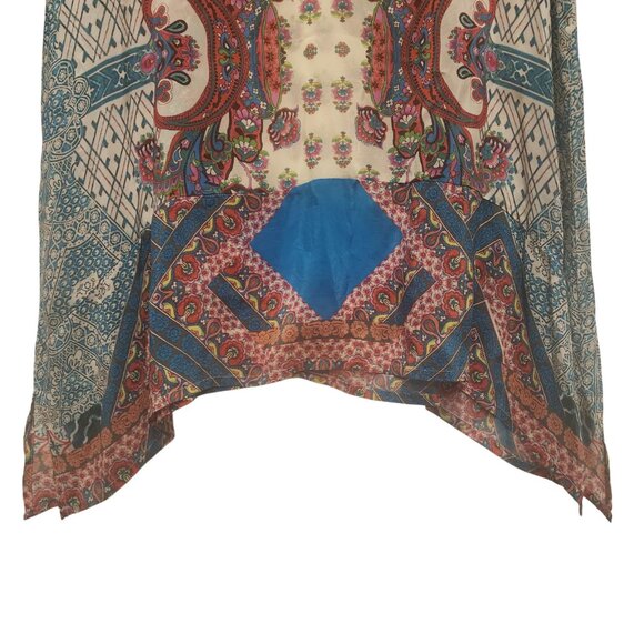 Johnny Was 100% Silk Georgette Paisley Crinkle Tunic Blouse Top Plus Size 1X - Picture 10 of 12